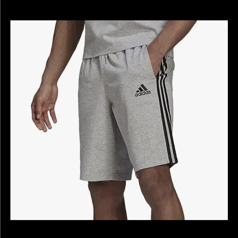 Adidas Gray Athletic Fleece Shorts with Signature 3 Stripes XLT